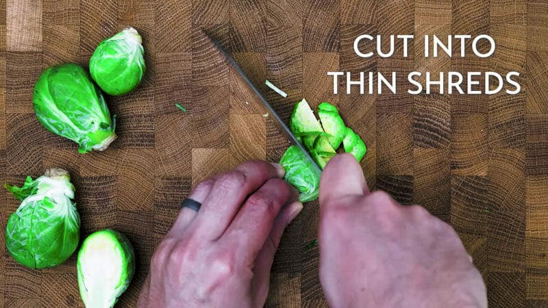 How to shred Brussels sprouts: Cut into thin shreds