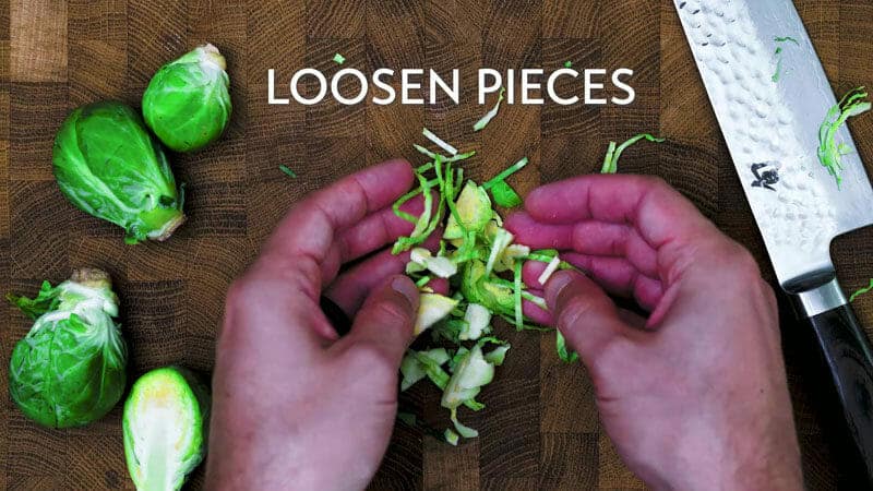 How to shred Brussels sprouts: loosen the pieces