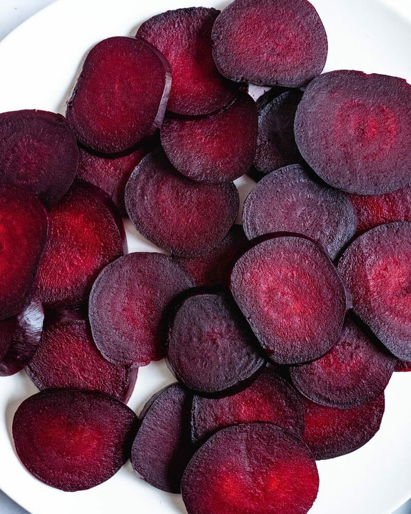 Oven roasted beets on a plate