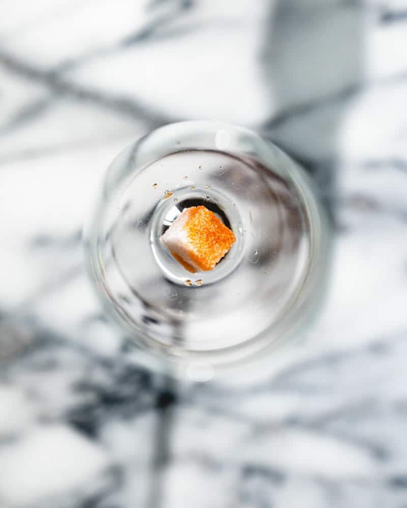 Sugar cube in glass