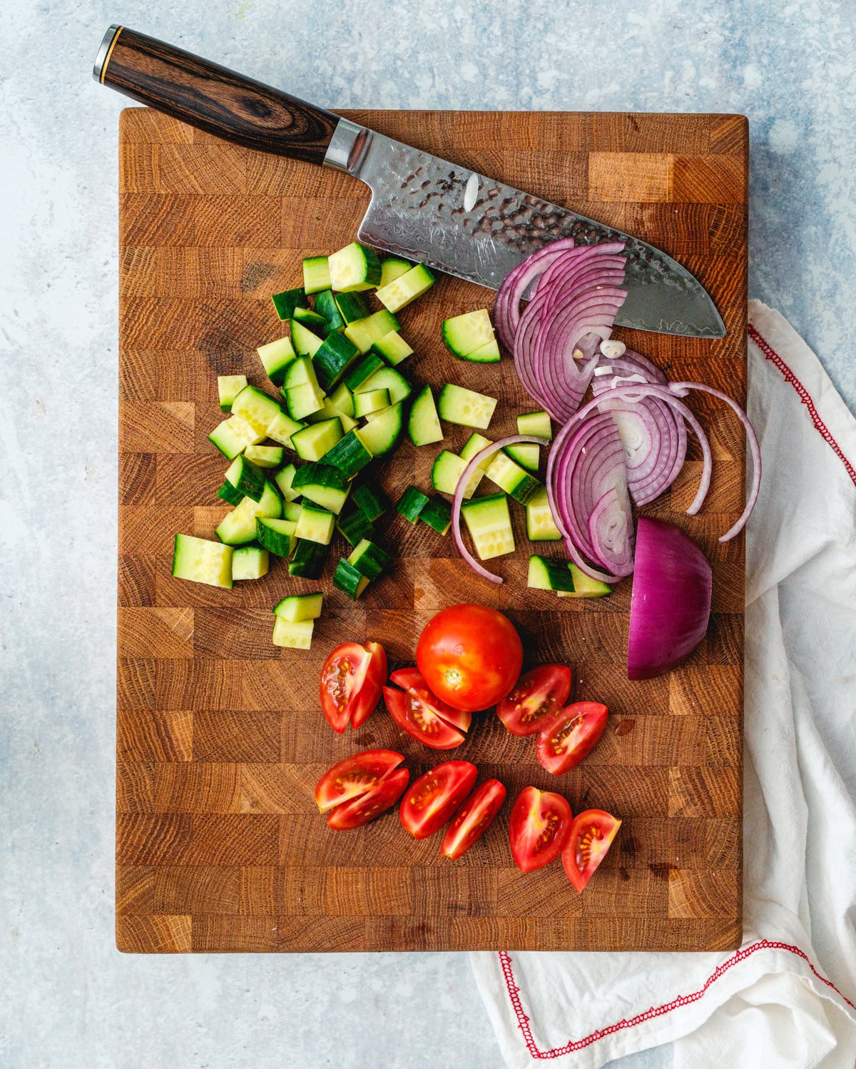 Chopping vegetables for Shepherd salad