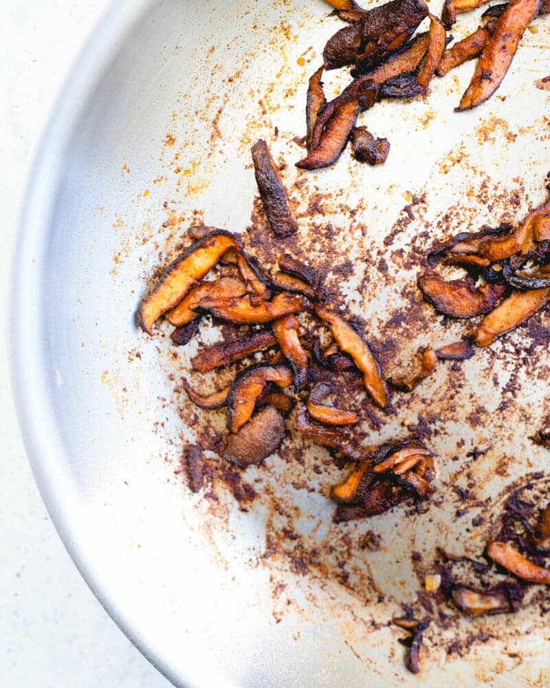 Pan of shiitake bacon