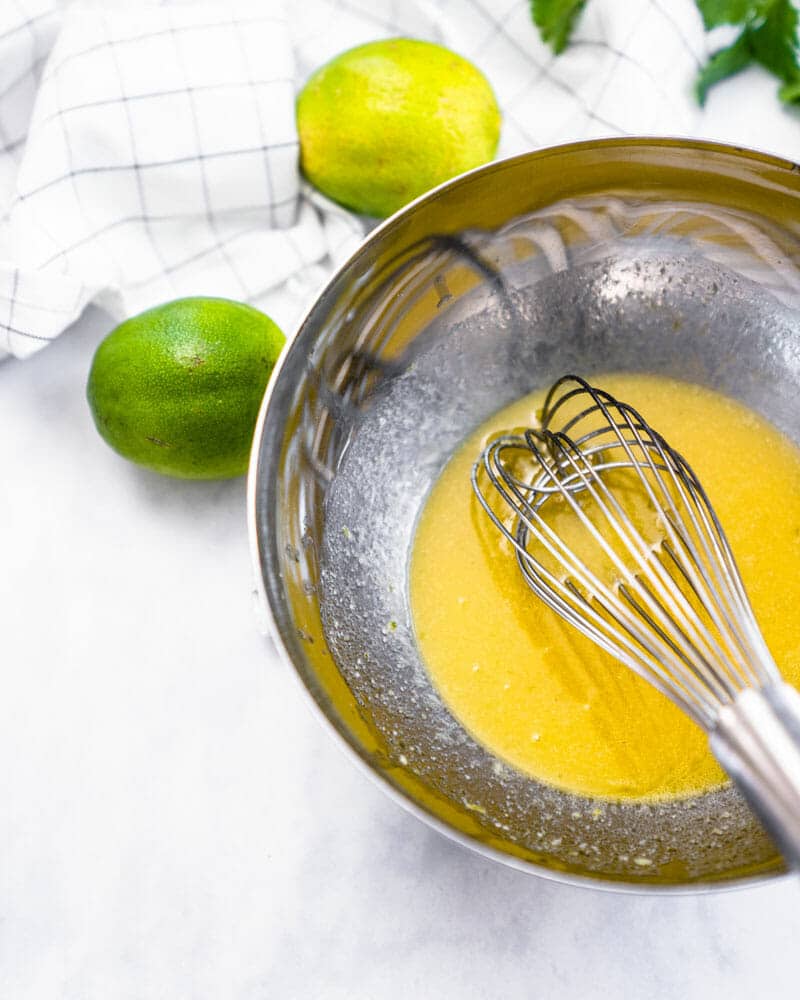 Lime vinaigrette step 2: Whisk the ingredients. 