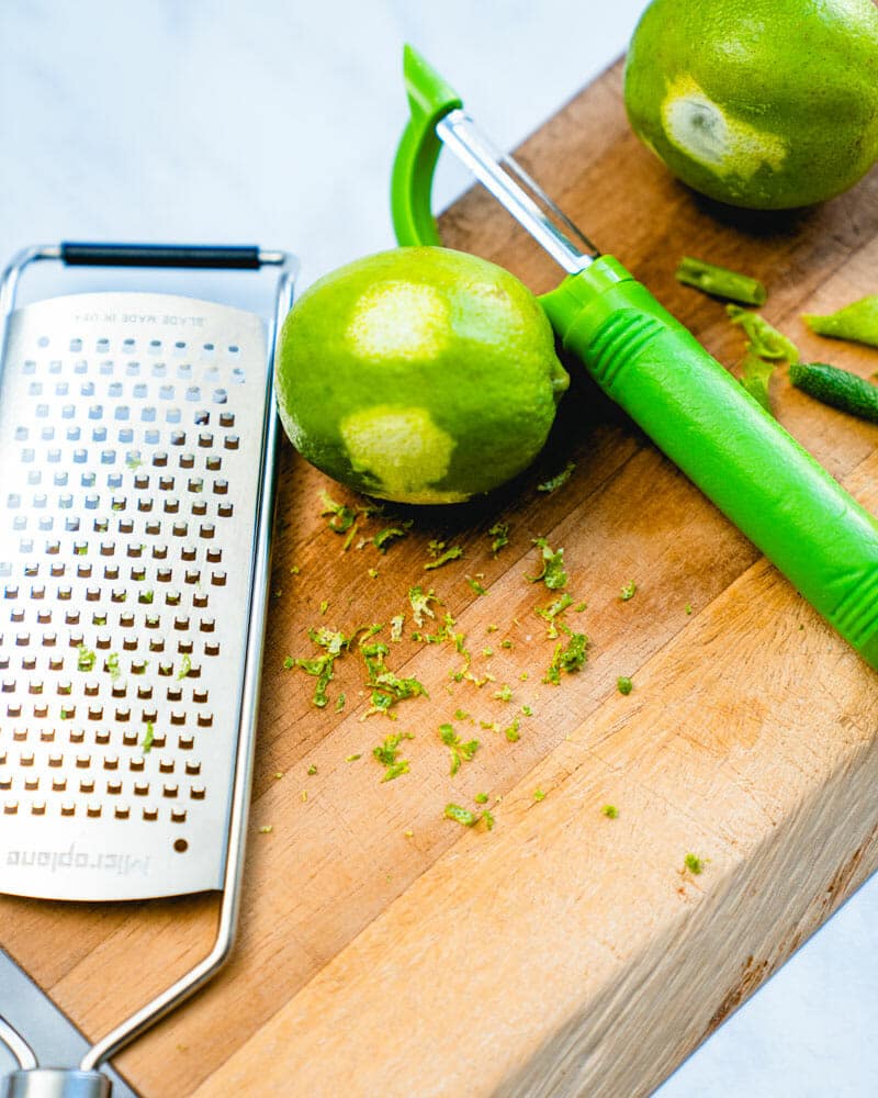 Lime vinaigrette step 1: Zest the lime.