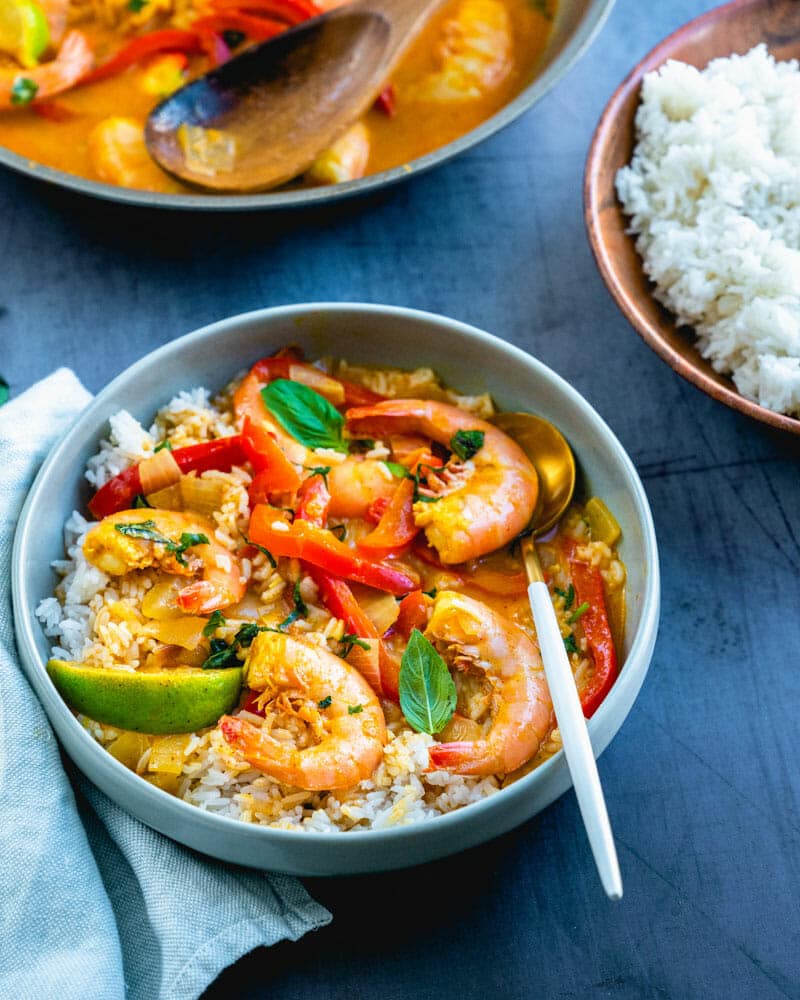 Thai red curry with shrimp