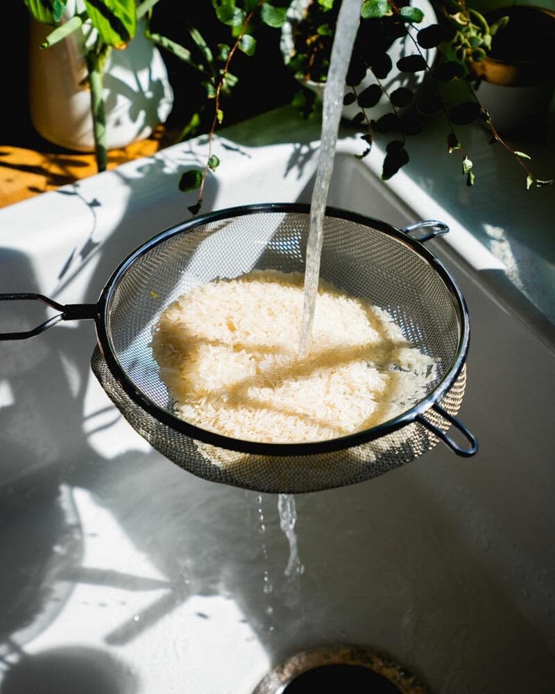 Step 1: Rinse the rice. 