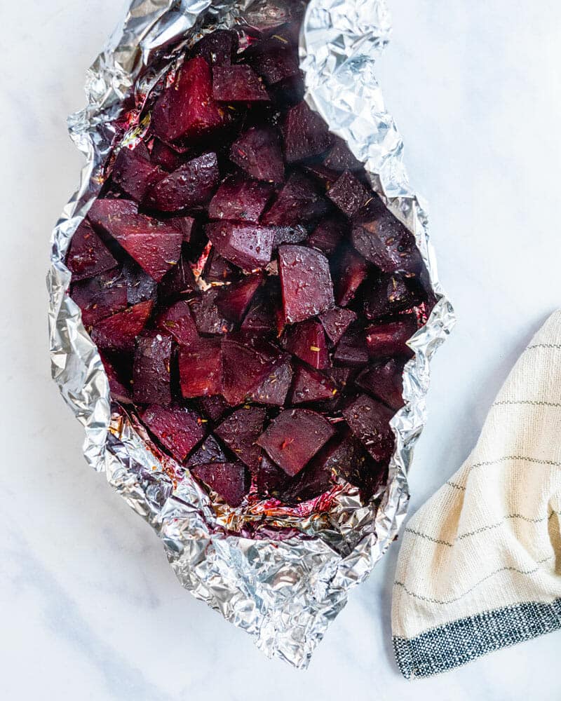 Grilled beets in foil