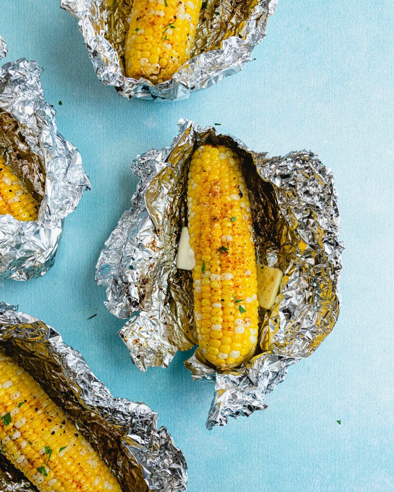 Grilled corn in foil