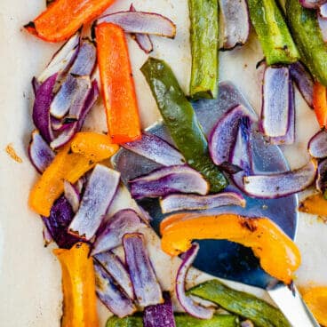 Roasted peppers and onions