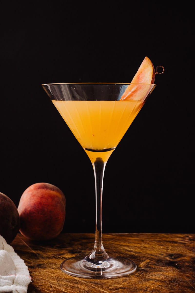 Peach martini cocktail