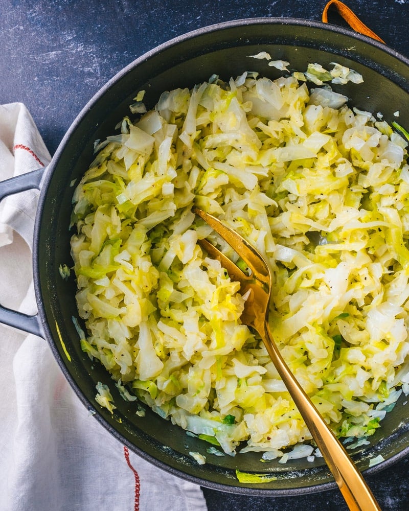 Boiled Cabbage in a pan 