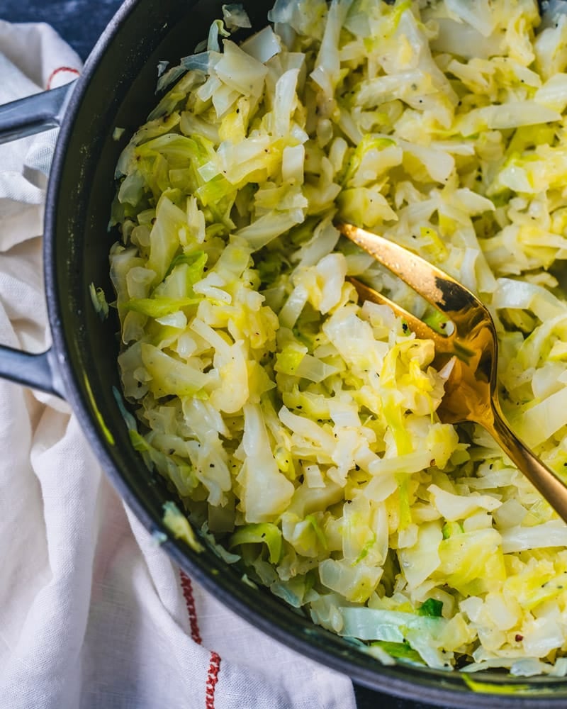 Boiled Cabbage in a pan