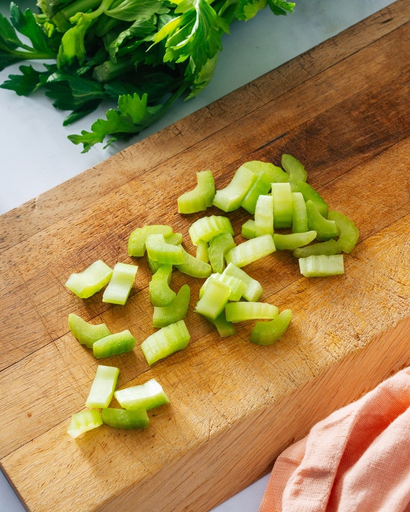 Step 1: Chop the celery.