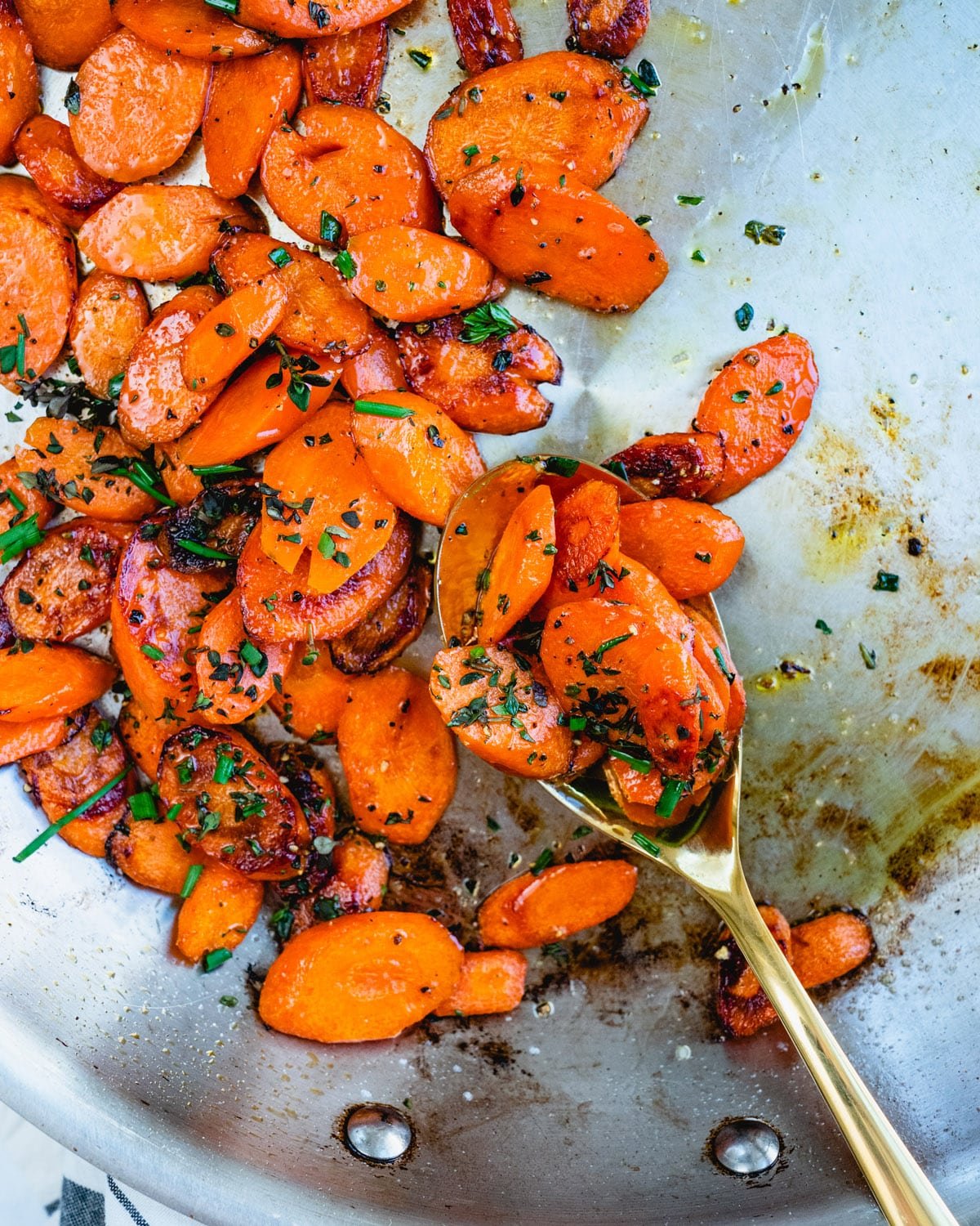 Carrot recipes, sauteed carrots in pan