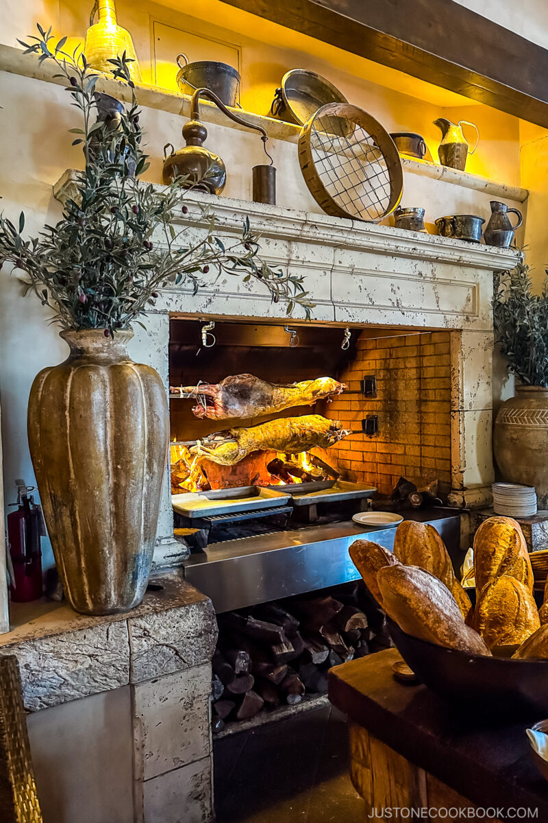 fireplace roasting lamb