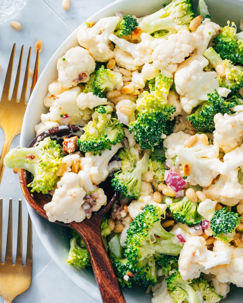 Broccoli and cauliflower salad
