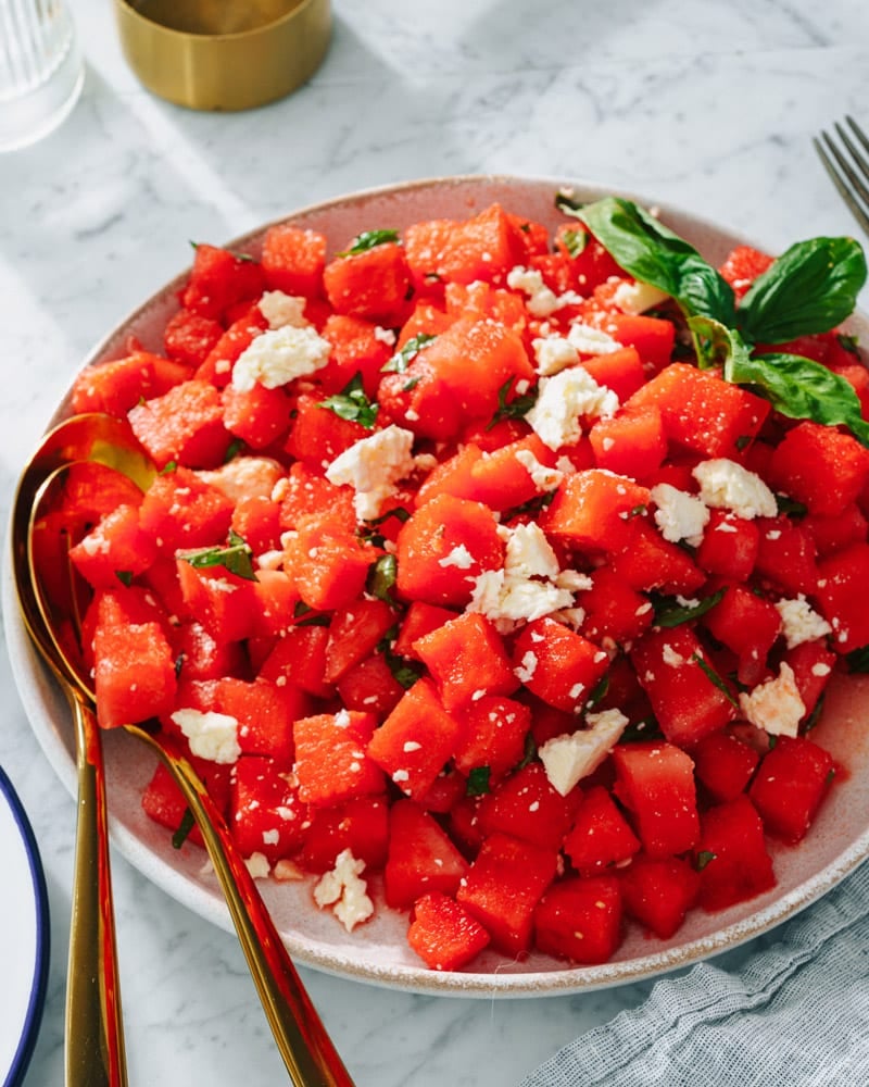Watermelon basil salad