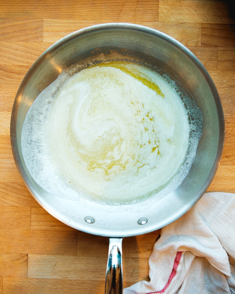 Step 1: Heat until the butter starts to foam.