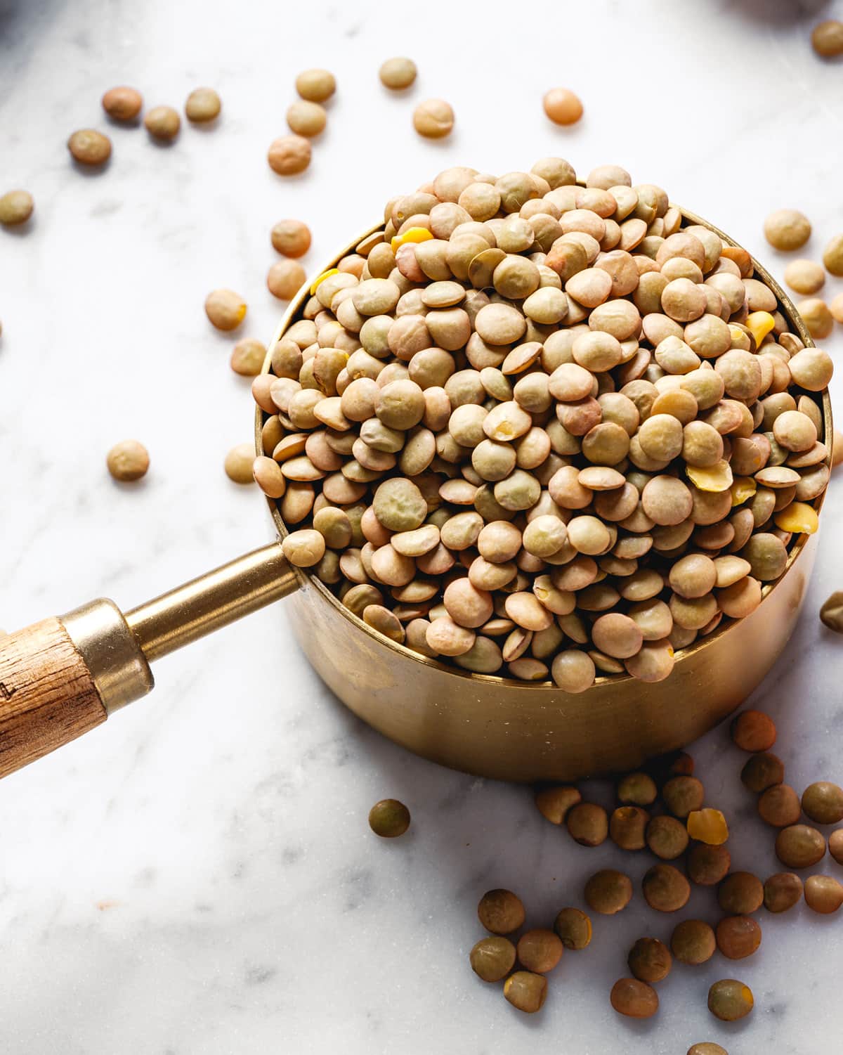 Measuring cup with lentils