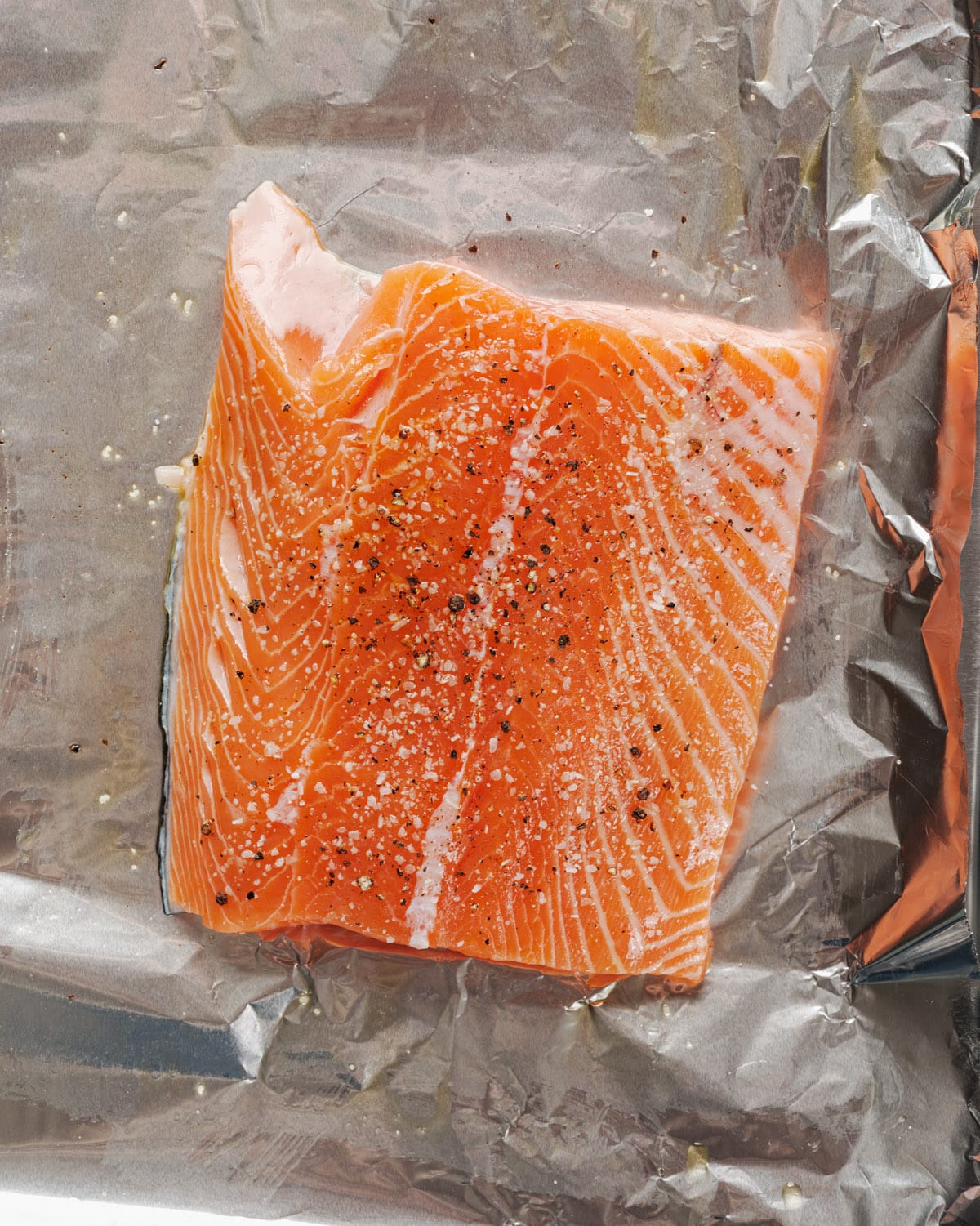 Preparing salmon for baking