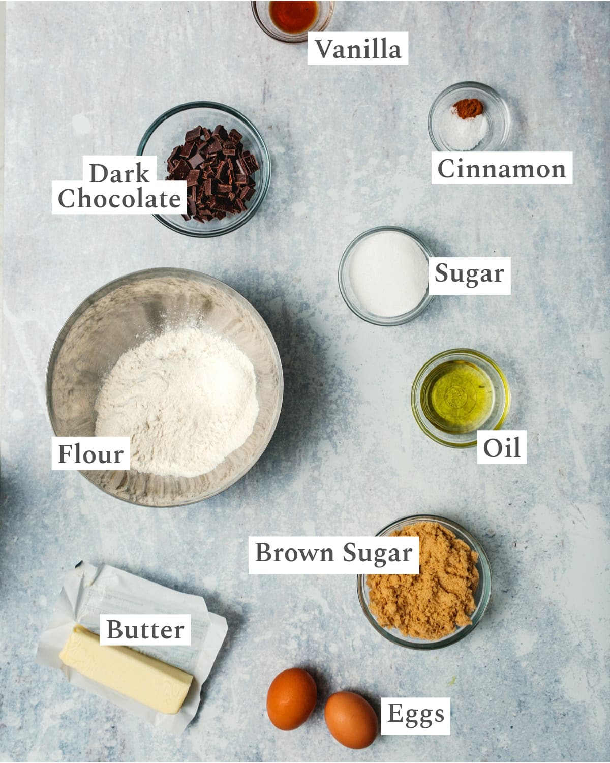 Brown Butter Chocolate Chips Cookies Ingredients.