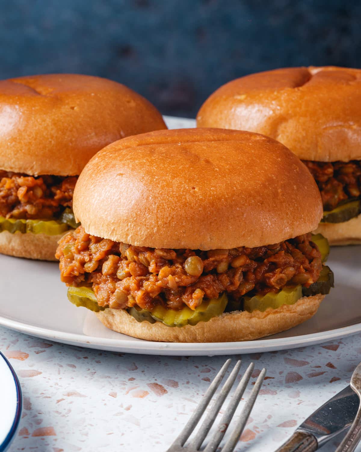 Lentil Sloppy Joes on platter.