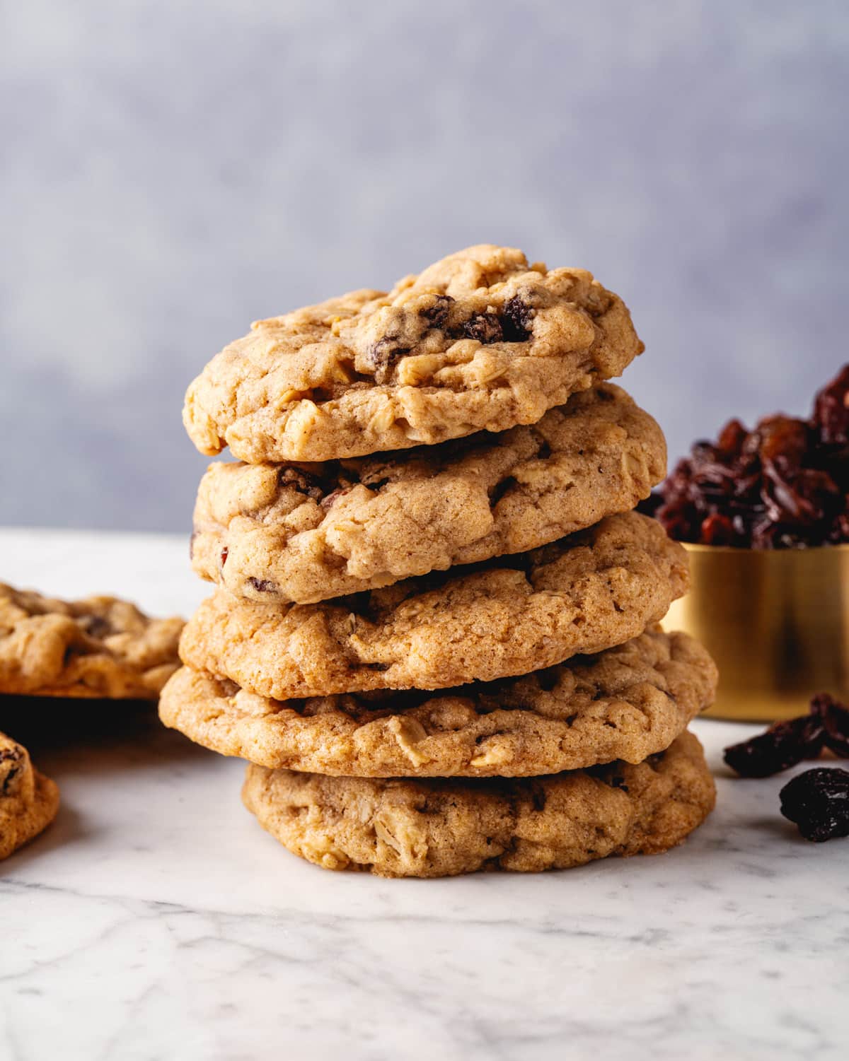 Vegan Oatmeal Raisin Cookies in stack