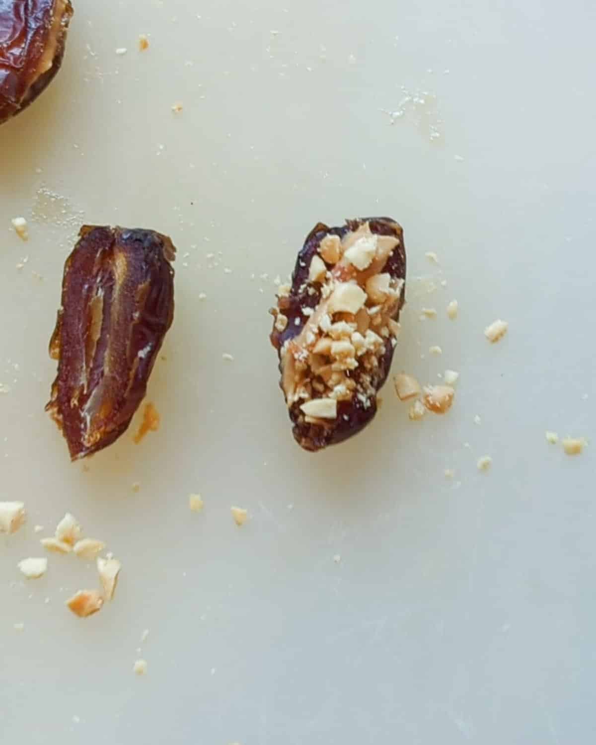 Step 2: Add peanut butter and crushed peanuts. 