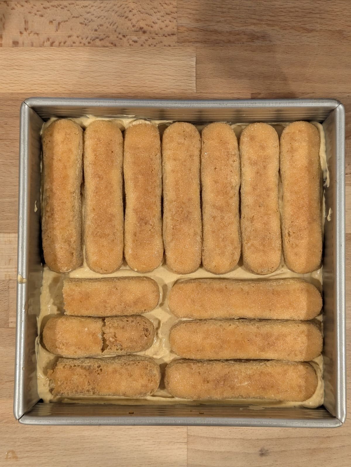 How to layer the lady fingers in pumpkin tiramisu
