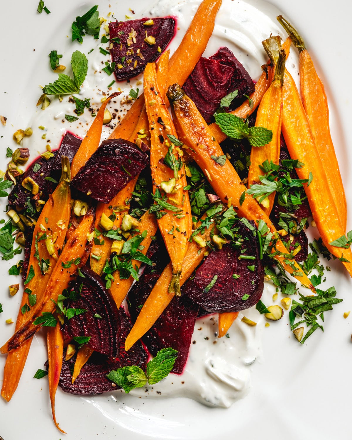 Roasted Beets and Carrots on platter