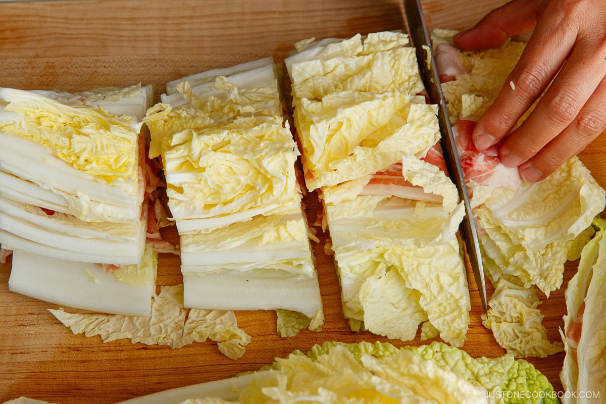 Carefully cut them into layered pieces about 2&ndash;2&frac12; inches (5&ndash;6 cm) long.&nbsp;