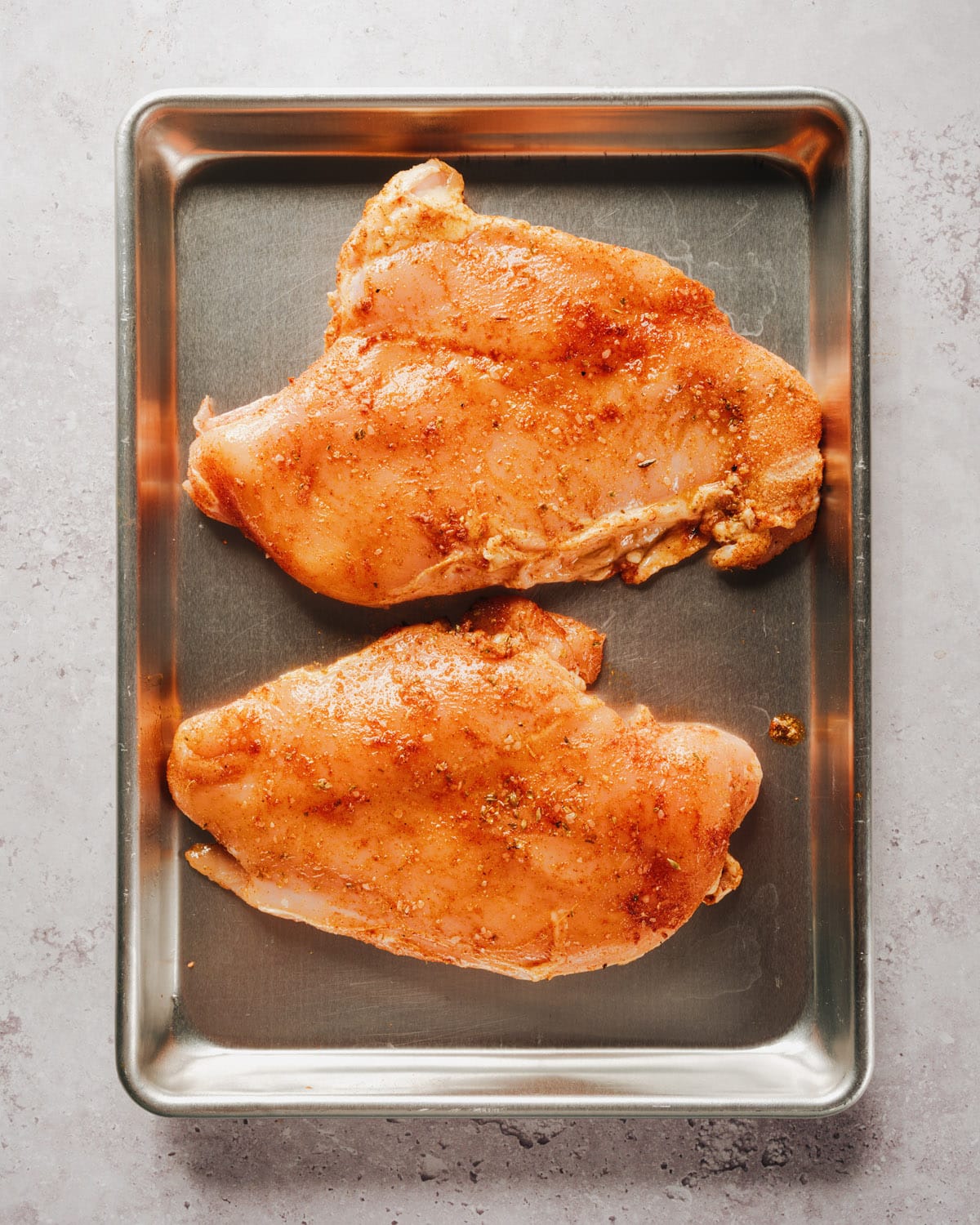 Step 1 pound and season the chicken breast. 
