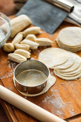 A group of dough on a table.